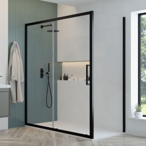 aspect matt black sliding shower door