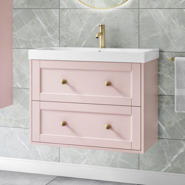 maple pink wall hung vanity unit