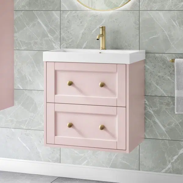 maple pink wall hung vanity unit