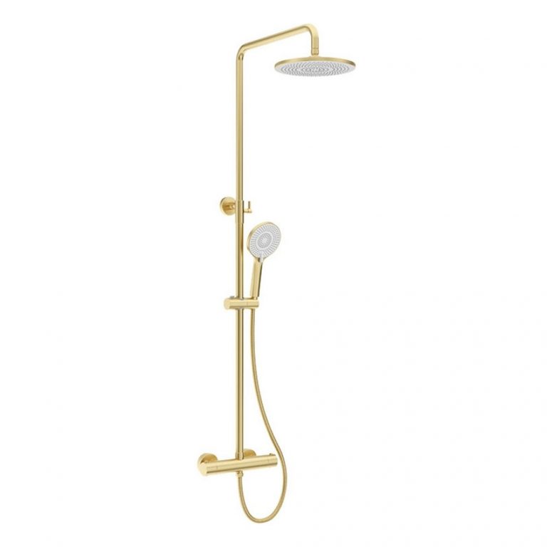 Alita Rain Thermostatic Shower Kit Brushed Gold Bathshed