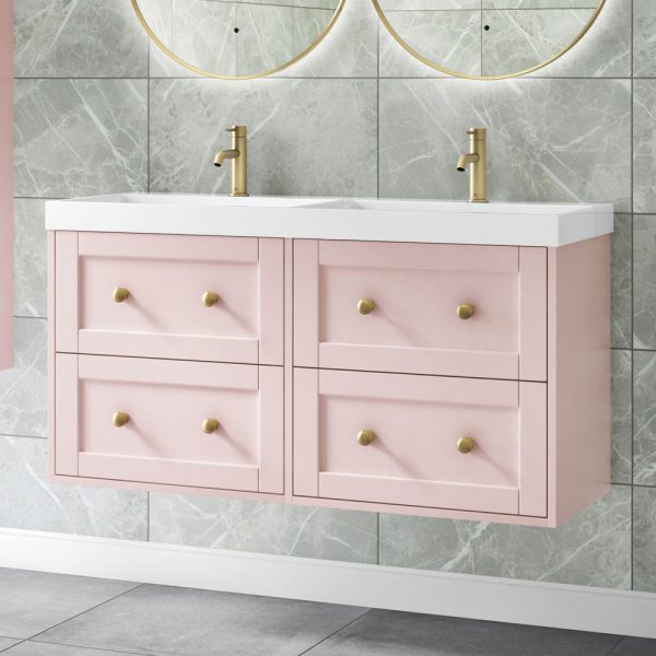 maple pink wall hung vanity unit