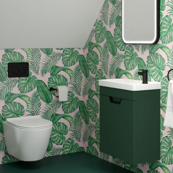 Sonas bathroom Freya 55cm 1 Door Cloakroom Wall Hung Vanity Unit Matt Wreath Green