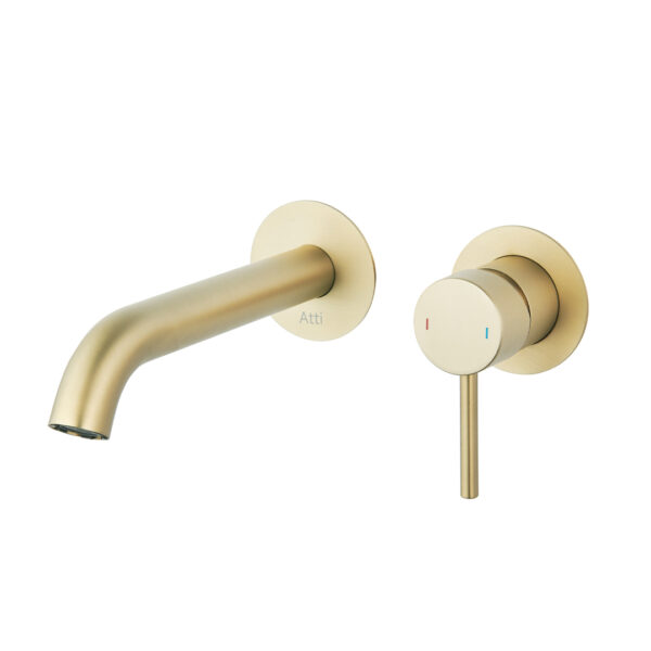 Hyde brushed brass wall basin mixer | Bathroom Taps | Nationwide delivery Ireland & The UK | Bathshed