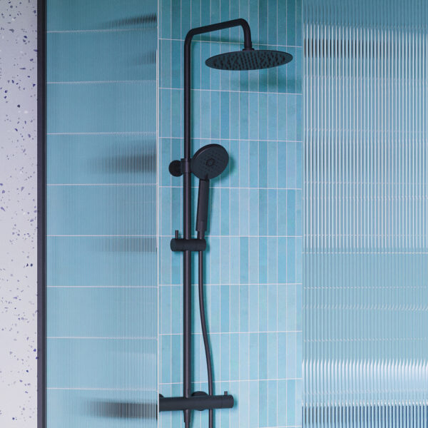 Lorca round black exposed shower kit | nationwide delivery Ireland And the UK | Bathshed