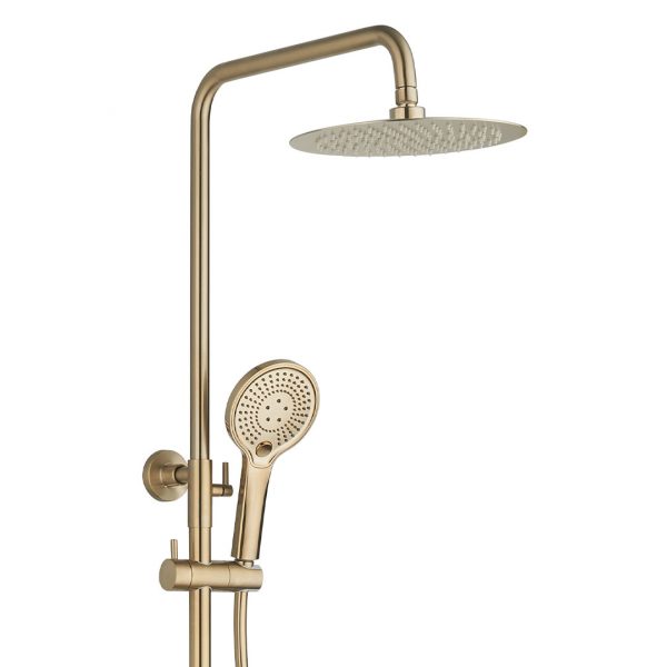 Aura Brushed Brass Exposed Shower Kit | Delivery Uk & Ireland | Thermostatic Showers | Bar Showers | Bathshed