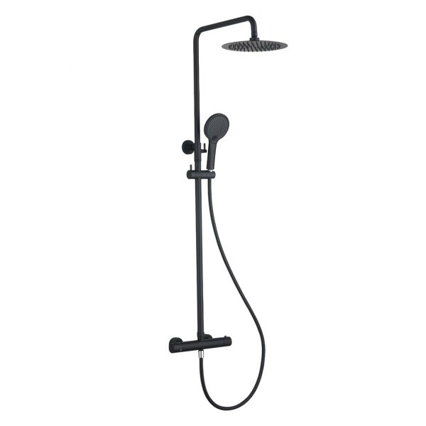 Lorca Black Round Exposed Shower Kit | Bathshed | Delivery Ireland & The UK