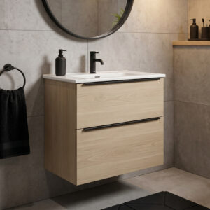Avani natural oak compact wall hung vanity unit | Bathroom furniture | Ireland and the UK | Bathshed