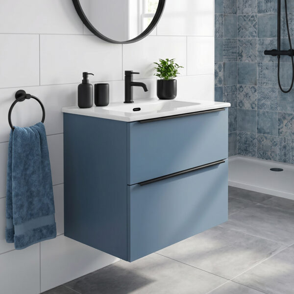 Avani Blue compact wall hung vanity unit | Bathroom furniture | Ireland and the UK | Bathshed