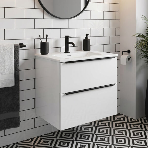 Avani white compact wall hung vanity unit | Bathroom furniture | Ireland and the UK | Bathshed
