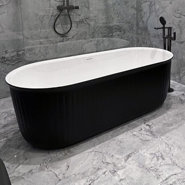 Rachael matt black fluted design freestanding bath | Bathshed | nationwide delivery Ireland and the Uk