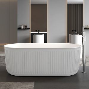 Rachael matt white fluted design freestanding bath
