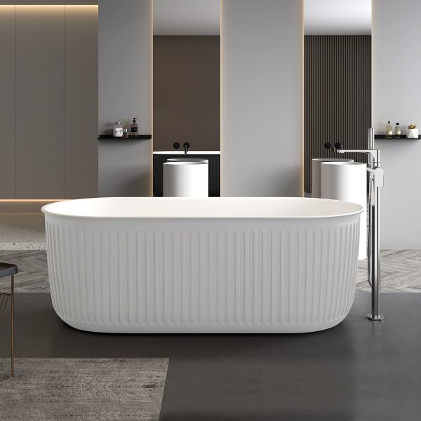 Rachael matt white fluted design freestanding bath