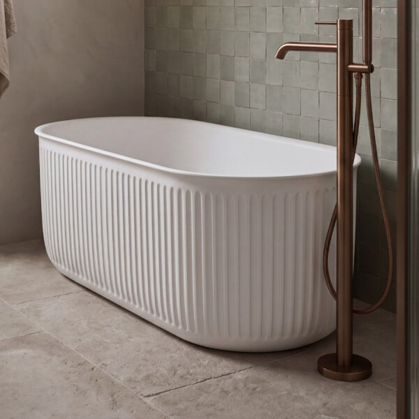 Sophia WHITE ridged freestanding bath | Fluted Baths Delivery UK and Ireland | Bathshed