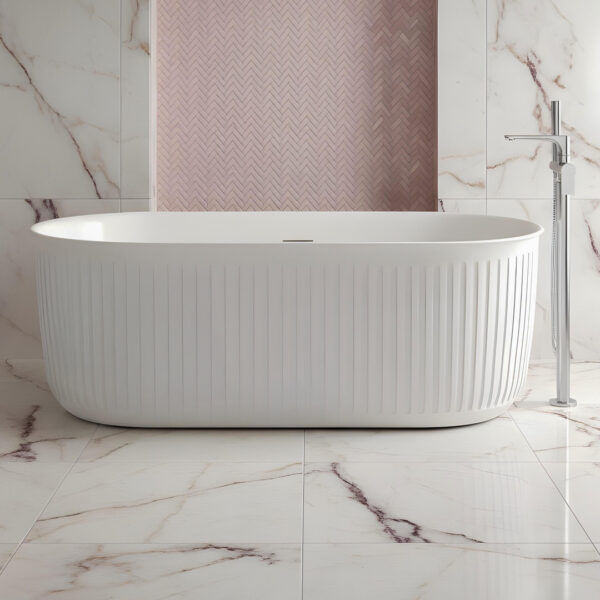 Sophia WHITE ridged freestanding bath | Delivery UK and Ireland | Bathshed