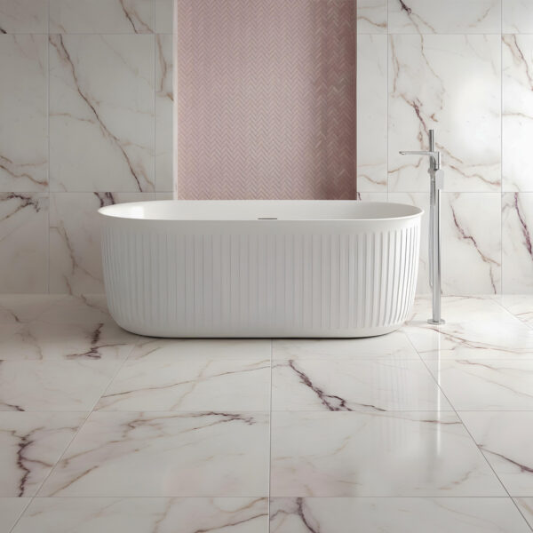Sophia WHITE ridged freestanding bath | Delivery UK and Ireland | Bathshed