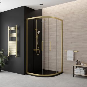ASPECT 8mm Two Door Quadrant 900mm Brushed Gold | Sonas Bathrooms | Bathshed | Bathrooms Ireland & The UK | Nationwide Delivery
