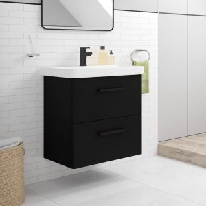 Kora 600mm Matt Black Wall Hung Vanity Unit sonas bathrooms
