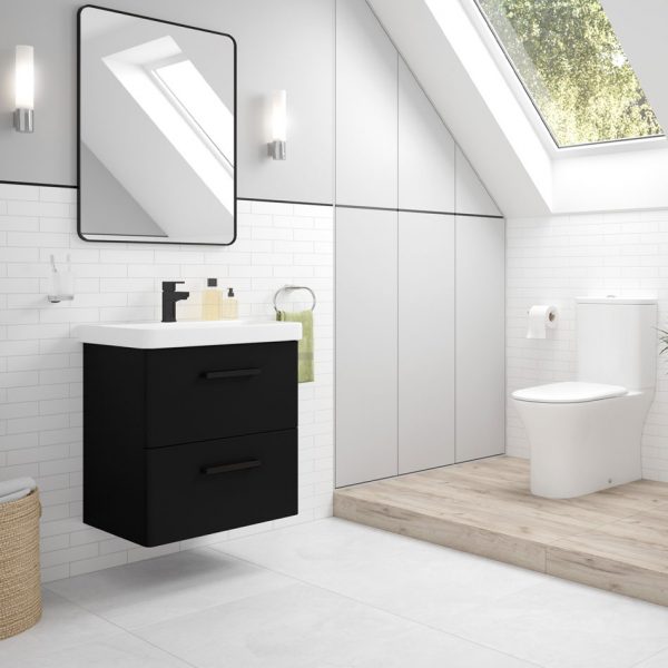 Kora 600mm Matt Black Wall Hung Vanity Unit sonas bathrooms