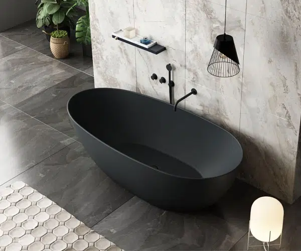 Nera Black 1800mm Freestanding Bath | Delivery UK and Ireland