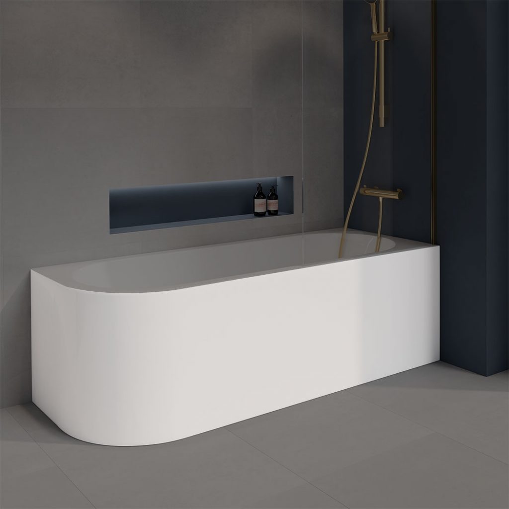 Curva J Shape Bath | Baths | Corner Baths | Delivery Ireland & The UK | Bathshed