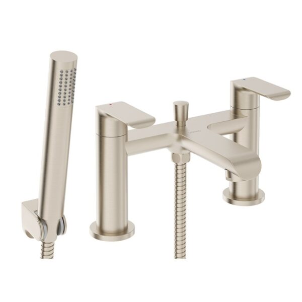 Scope Deck Mounted Bath Shower Mixer Brushed Nickel
