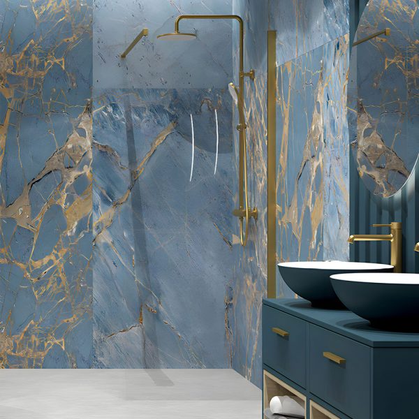Aspect brushed gold shower panel screen | Sonas Bathrooms | Bathshed | Delivery Ireland UK and Northern Ireland