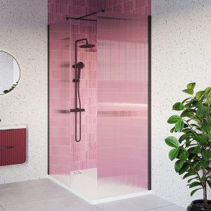 Matt black fluted wetroom panel. SHower screens | Delivery Ireland and the UK | Bathshed