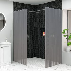 Florence Chrome Fluted Wet Room Panel | Delivery Ireland and The UK