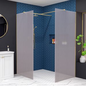 Florence Brushed Brass Fluted Wet Room Panel | Delivery Ireland and The UK