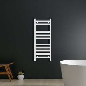 White heated towel rail | Bathshed | Bathrooms Ireland and The UK | Discount Bathrooms | Ladder Towel rails