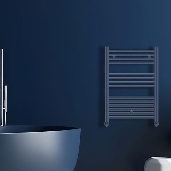 Matt Blue heated towel rail | Bathshed | Bathrooms Ireland and The UK | Discount Bathrooms | Ladder Towel rails