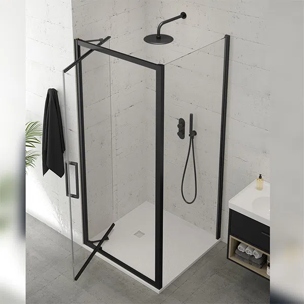 ASPECT 8mm Framed Infold Door 700mm Black | Shower Enclosures | Pivot Enclosures | Delivery Ireland and the UK | Bathshed