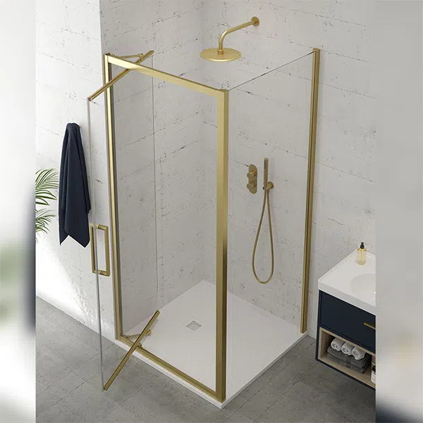 ASPECT 8mm Framed Infold Door 700mm Brushed Gold | Shower Enclosures | Pivot Enclosures | Delivery Ireland and the UK | Bathshed