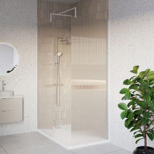 Chrome fluted wetroom panel. SHower screens | Delivery Ireland and the UK | Bathshed