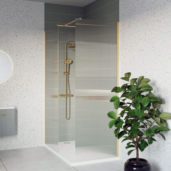 Florence Brushed Brass Fluted Wet Room Panel