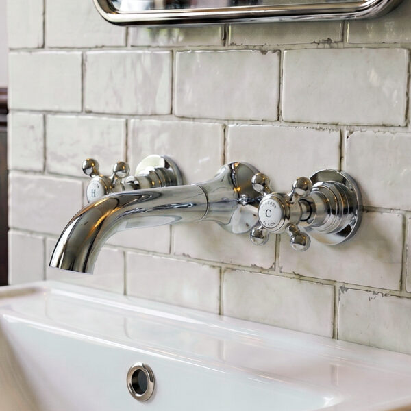 York Chrome Wall Mounted Bath Spout & Stop Taps | Wall Mounted Taps | Taps | Delivery UK and Ireland | Bathshed