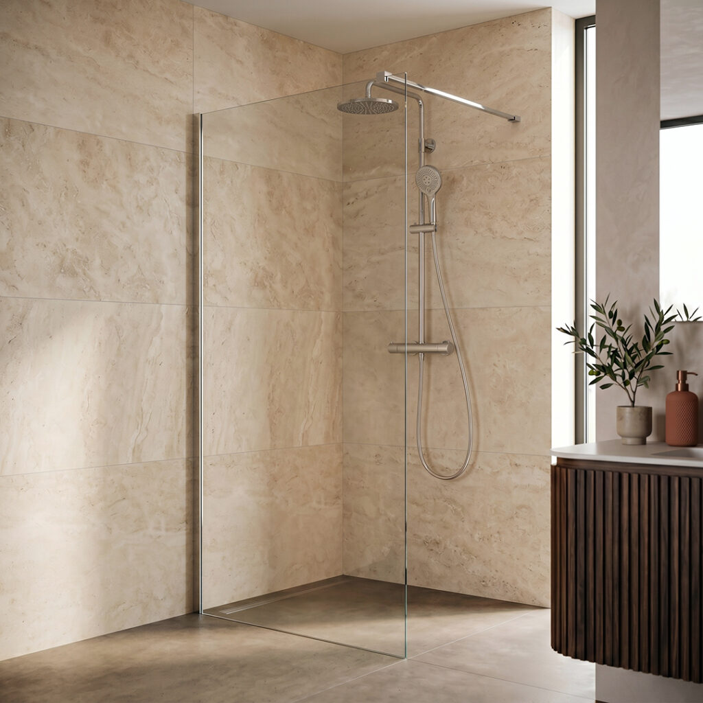 Enzo Chrome Wetroom screen | Shower screen | Wetroom Panel | Delivery UK & Ireland | Bathshed