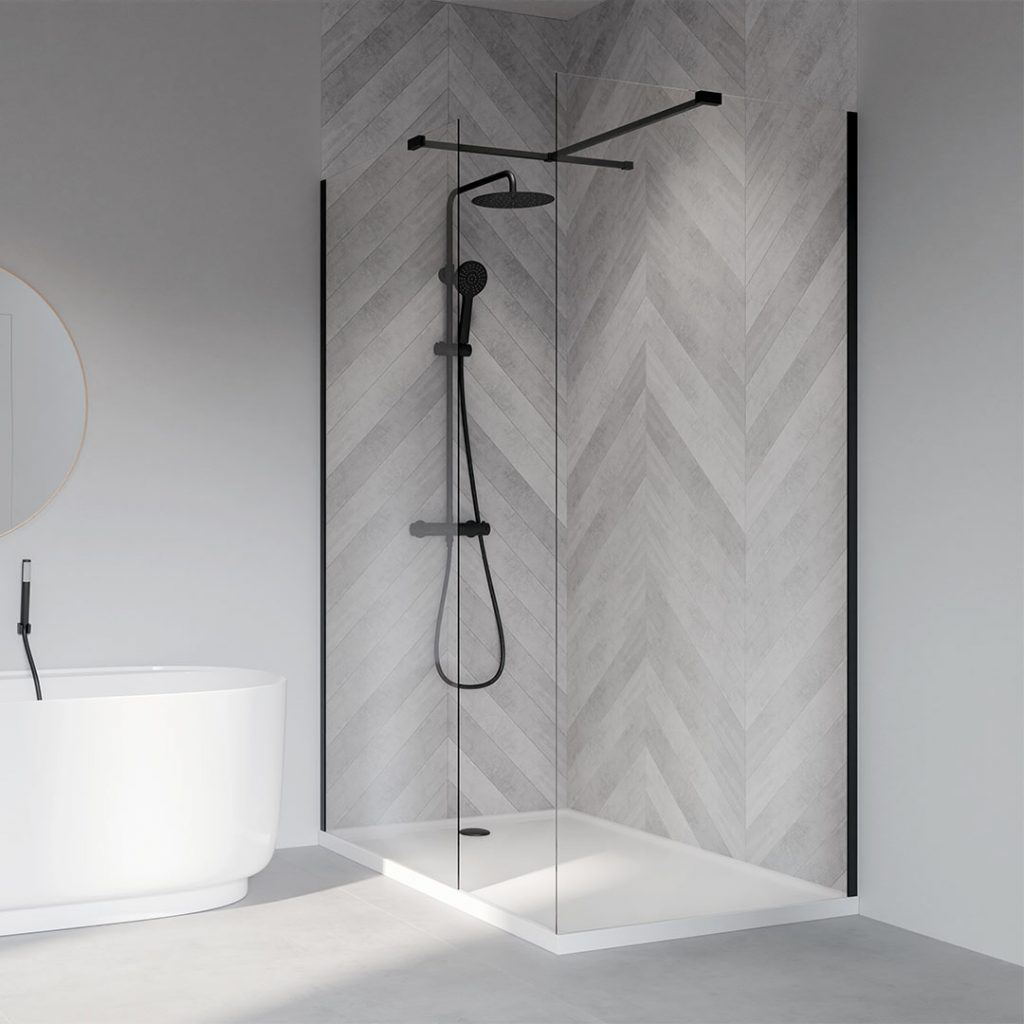 Enzo Matt Black Wetroom screen | Shower screen | Wetroom Panel | Delivery UK & Ireland | Bathshed