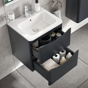 Sophia 500mm Anthracite Wall Hung Vanity Unit | Bathshed | Delivery Ireland & The UK