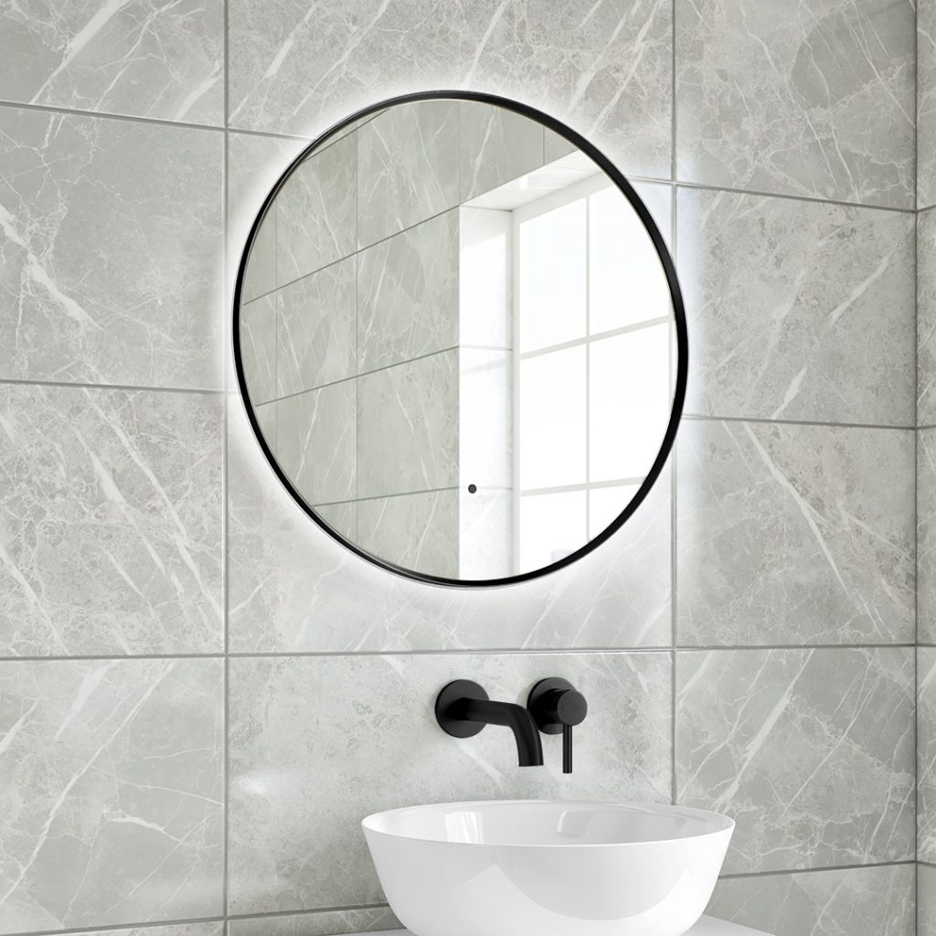 Asti Matt Black Round LED Mirror | LED Mirrors Ireland And The UK