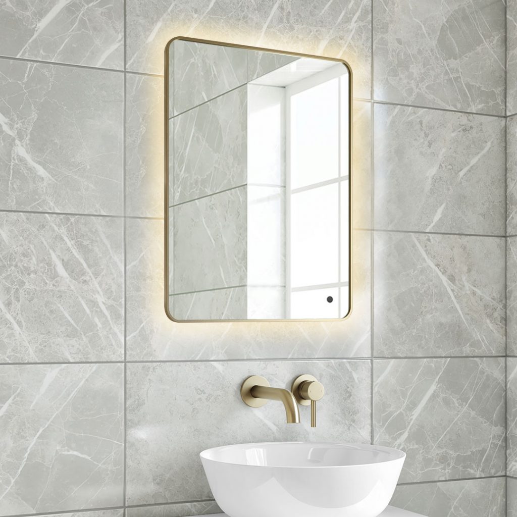 Cerci Brushed Brass LED Mirror | LED Mirrors Ireland And The UK