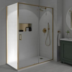 Enzo brushed brass 8mm side panel | Delivery Ireland and the UK | Bathshed