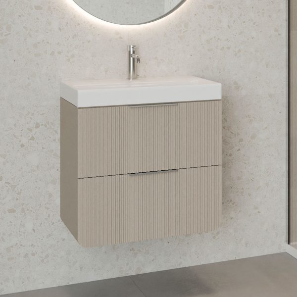 Sorrento Taupe Wall Hung Vanity Unit | Fluted Vanity Units | Furniture | Delivery Ireland and the UK | Bathshed