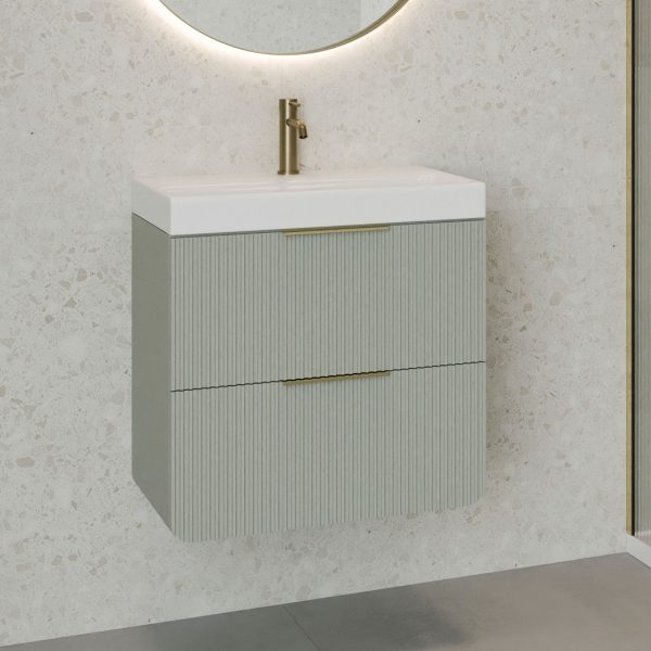 Sorrento Green Wall Hung Vanity Unit | Fluted Vanity Units | Furniture | Delivery Ireland and the UK | Bathshed