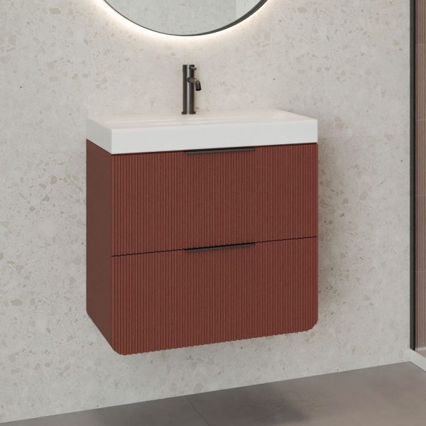 Sorrento Red Wall Hung Vanity Unit | Fluted Vanity Units | Furniture | Delivery Ireland and the UK | Bathshed