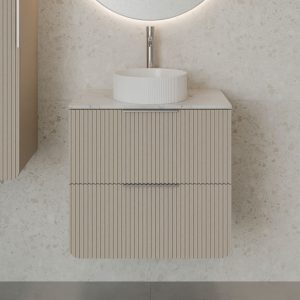 Sorrento Taupe Countertop Wall Hung Vanity Unit | Fluted Vanity Units | Furniture | Delivery Ireland and the UK | Bathshed