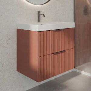 Sorrento Red Wall Hung Vanity Unit | Fluted Vanity Units | Furniture | Delivery Ireland and the UK | Bathshed