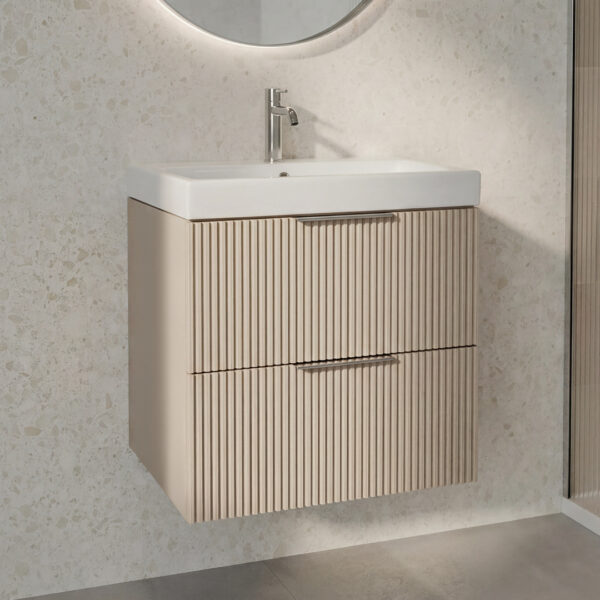 Sorrento Taupe Wall Hung Vanity Unit | Fluted Vanity Units | Furniture | Delivery Ireland and the UK | Bathshed