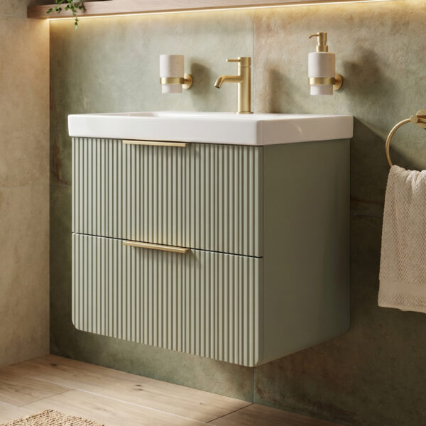 Sorrento Dollar Green Wall Hung Vanity Unit With Basin