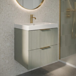Sorrento Green Wall Hung Vanity Unit | Fluted Vanity Units | Furniture | Delivery Ireland and the UK | Bathshed